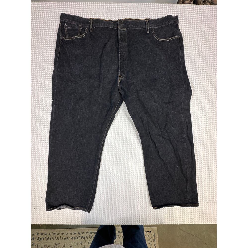 Levi's 501 Mens Black Denim Jeans 52x30 Boot cut Workwear Dadcore